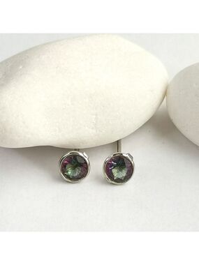 Mystic Topaz sterling silver stud earrings NEW